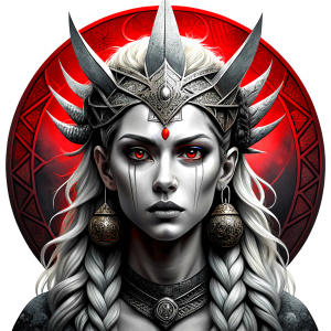 Hel – nordic godness - perfect realistic art - high definition - grey and black tattoo design - white background 