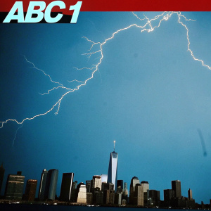 Promo for ABC11 news segment. High contrast image of a city skyline under stormy sky with lightning. Breaking news alert banner. Modern, dramatic design. Informative and urgent tone.