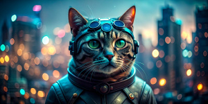 a cyberpunk  cat