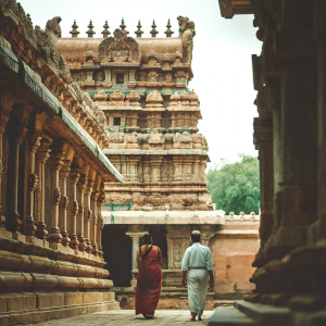 Photograph of the Airavatesvara Temple in Darasuram, Tamil Nadu, India. UNESCO World Heritage Site. Elaborate carvings and intricate detailing. Rich cultural heritage.