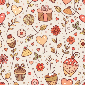 valentine day minimalist doodles for seamless pattern tile, light background