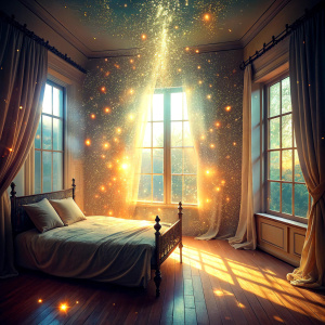 vintage real bedroom bed window curtain          phenomenon           
  The Bioluminescent  glitter phenomenon Intensive Amazing white light reflections 
