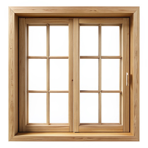 empty wooden window isolated on white background - Recraft