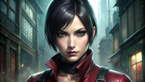 Draw resident evil game in character Ada Wong