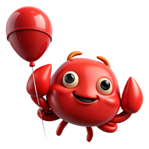 cute crab  holding a balloon