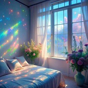   bed window real retro light pastel bed window flowers curtain The Bioluminescent  phenomenon 
very light pastel  Iridescent Acrylic Effect 
