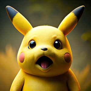 A caricature. Pokemon Pikachu with a shocked expression