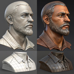 A variety of 3D models, featuring distinct appearances. Includes both a detailed sculpted model and a simplified low-poly design. Each model features hand-painted textures and PBR Spec-Gloss finishing.