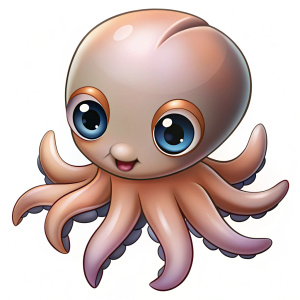  baby octopus white background