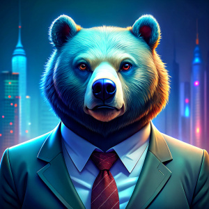 business Bear, white eyes