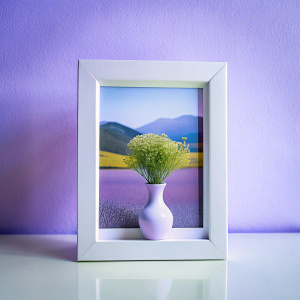 vase in the landscape in the Polaroid frame