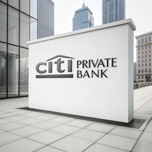 A sleek, minimalist logo for Citi Private Bank. The text 'Citi Private Bank' is rendered in a clean, sans-serif font. It is presented in bold black against a crisp white background.