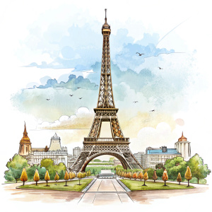paris ciudad dibujo, fondo blanco