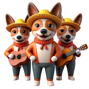 three Basenji dogs mariachi