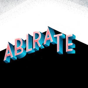A vibrant logo for 'Ablrate', bold letters in neon pink and dark blue colors.