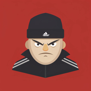 angry slav gopnik in adidas flat art style minimalism art
