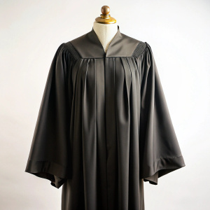 Black judge robe uniform on white backgroud
