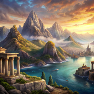 ancient mystery book cover Classic mountains and sea  