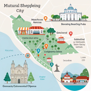 Interactive map showcasing Guatemala City's vibrant tourist spots, landmarks, and bustling shopping centers.