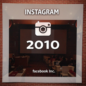 Infographic showcasing Instagram's launch year, user count, and acquisition by Facebook Inc. Clean and modern design.
