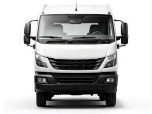 black and white image of  the front side of iveco truck 