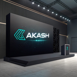 High-tech company Akash showcasing its logo and brand identity designs. Dark color scheme, sleek and modern design style.
