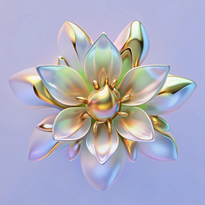 abstract futuristic dont realistic flower 3d liquid metallic 