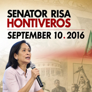 Promotional poster for Senator Risa Hontiveros' speech on martial law. Date: September 10, 2016.