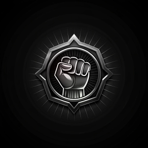 stylized logo of   fist delivering a punch. 
