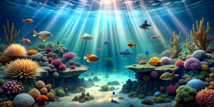 underwater world, high quality, 8k, super realistic realistic elements