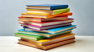 Pile of colorful books. Education, self-learning, book swap, library, hobby, relax time