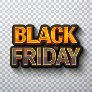 Digital png illustration of black friday text on transparent background
