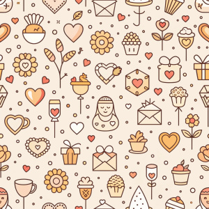 valentine day minimalist doodles for seamless pattern tile, light background