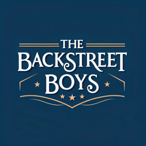 The Backstreet Boys logo, featuring a sleek, modern font on a deep blue backdrop.