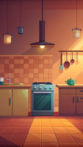 background for game kitchen stove frying pen