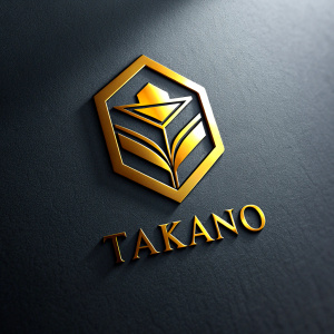 Create a logo with the word "Takano" that has elegance and colors such as gold, black and silver.

