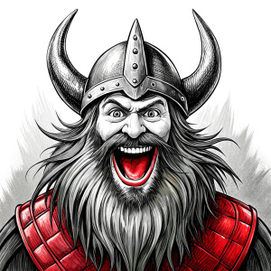 happy viking perfect realistic art, high-definition, high-definition grey and black, white background 