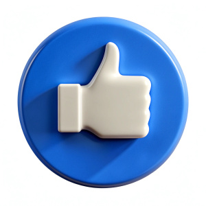 3d thumbs up notification icon on blue speech bubble. design elements for social networks. illustration isolated on white background. 3d rendering