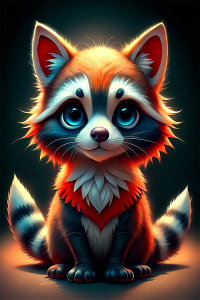 an image of a cute raccoon with bright eyes and a fluffy tail. I'd like its soft fur to visually resemble the texture of wood, emphasizing the eco-friendliness and use of natural materials in construction. Let it wear a costume made of logs or timber to emphasize the connection with wooden construction. It's essential that its cheerful eyes express joy and friendliness to create a positive impression and establish a connection with clients