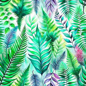 ferns and  tropical leaves..only
 white backgraund. laying repeat