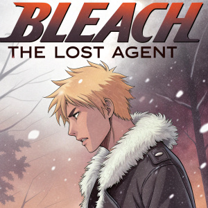 Cover of a manga series 'Bleach The Lost Agent'. Number 49. A young male character, with a serious look, spiky blonde hair, and a fur-trimmed jacket. Background in shades of white, black, and warm tones.