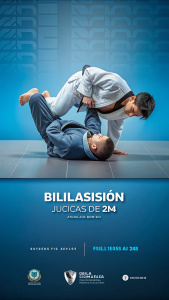quiero hacer un flyers para una exhibición de BJJ, que diga EXHIBICIÓN BJJ ILLESCAS DIA 18 MAYO 2024 que sea minimalista, pocos colores pero llamativo al mismo tiempo. Qué salgan dos luchadores haciendo técnicas de Jiu Jitsu brasileño. Descargarlo en .eps