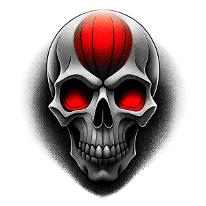 skull tattoo design - perfect realistic art - high-definition - grey and black - white background 