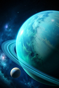 uranus with moon, small rings