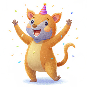 Animal celebrating Clipart on transparent background