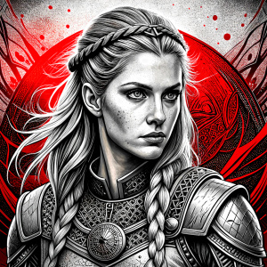 shieldmaiden perfect realistic art, high-definition, high-definition grey and black, white background 