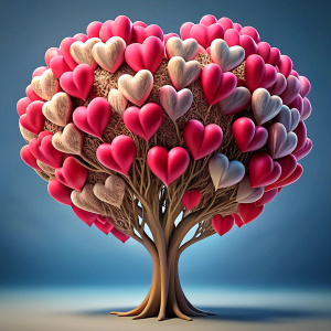 Valentine tree, love, leaf from hearts