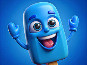 blue popsicle frozen treat cartoon character giving an enthusiastic thumbs up gesture

