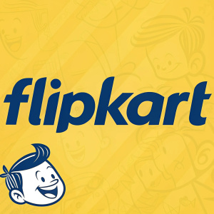 Flipkart's logo, a cheerful face and bold blue text, stands out against a vibrant yellow background. A symbol of simplicity and recognition.