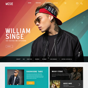 Website featuring William Singe, modern design, music-themed layout, visually appealing
